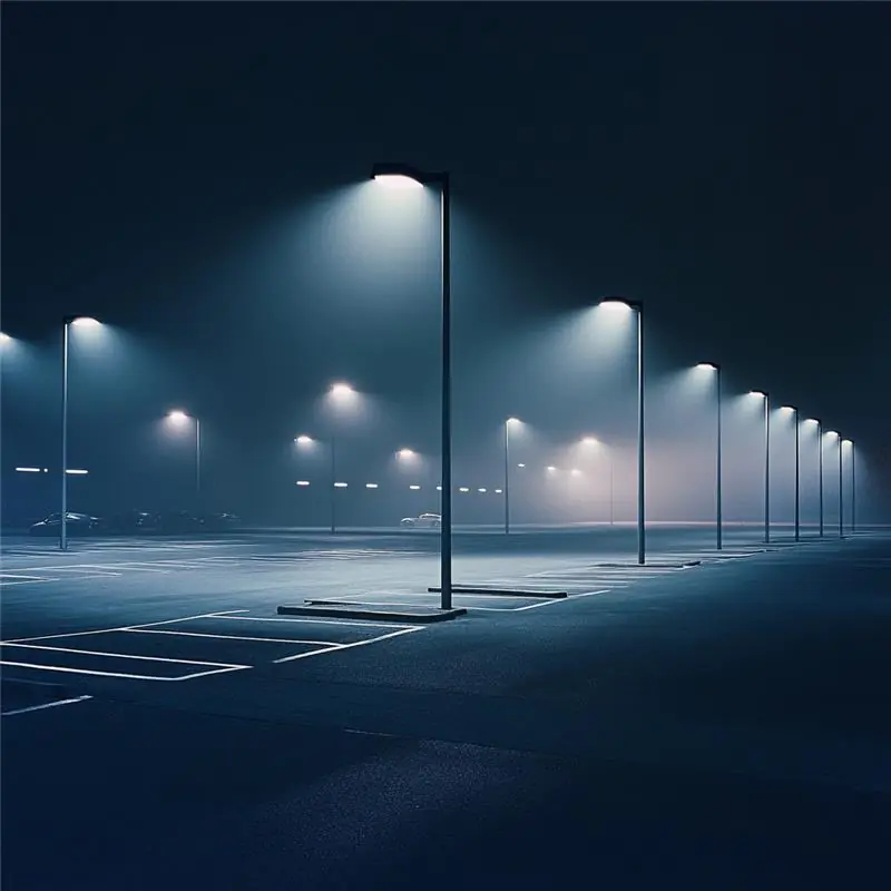 Noxion Stra&szlig;enleuchten auf einem Parkplatz